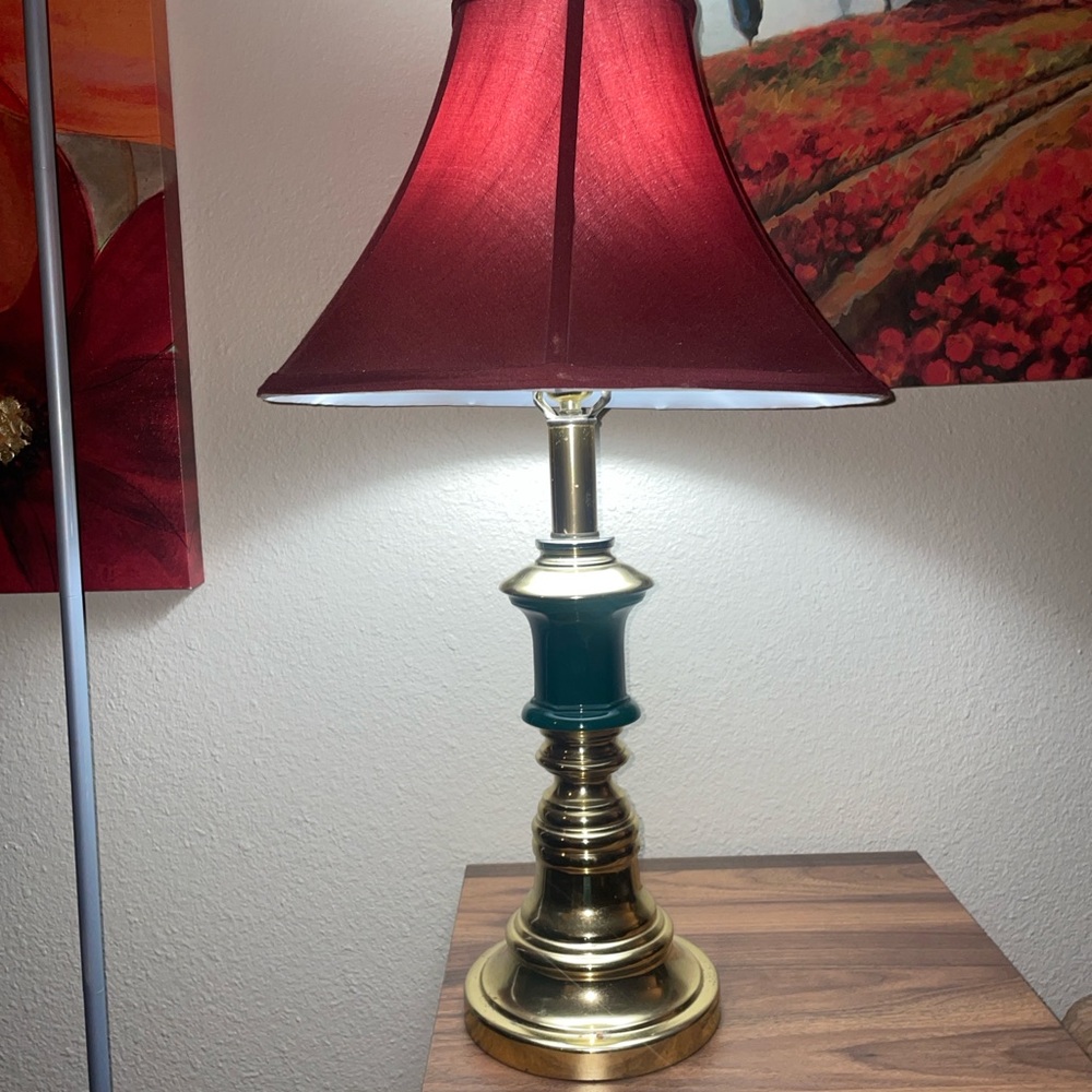 Classic Brass and Burgundy Table Lamp